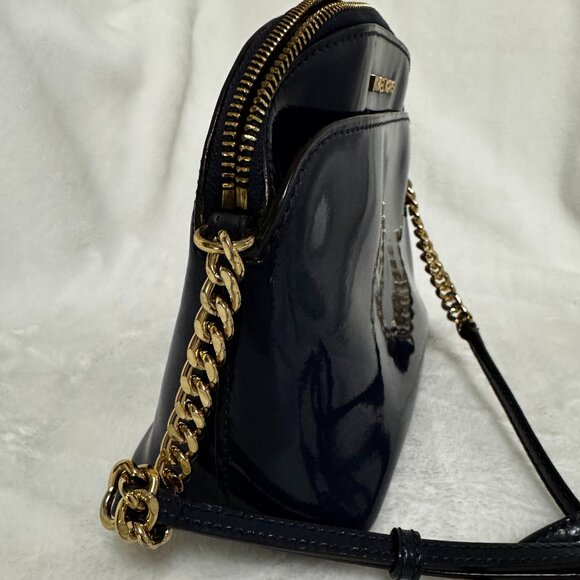 Michael Kors Medium Emmy Crossbody Midnight Blue Patent Finish Gold Hardware - Picture 14 of 14